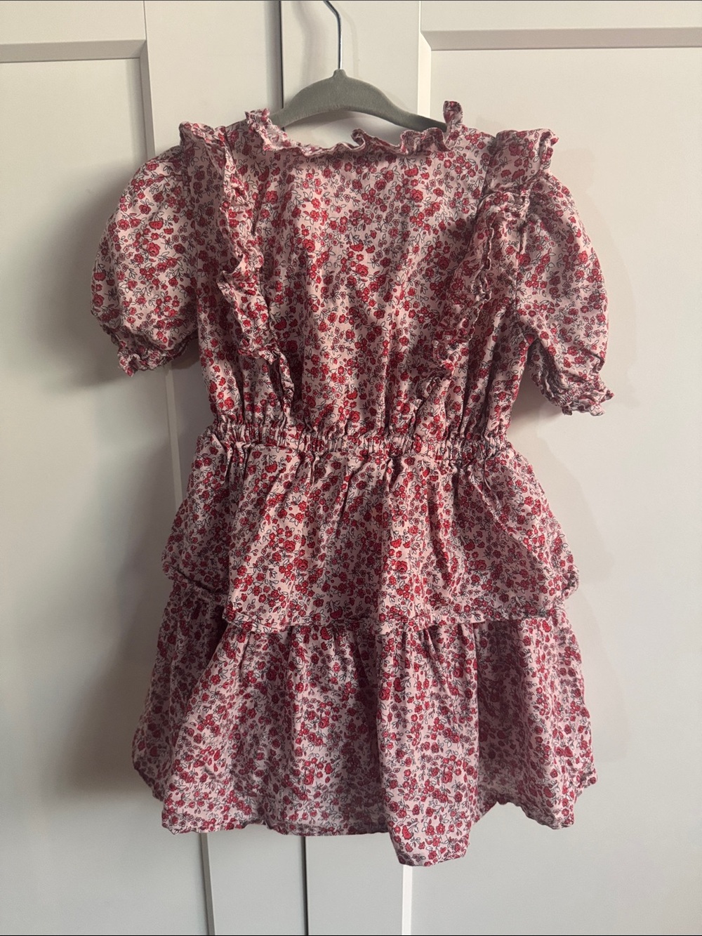 Janie and Jack Floral Ruffle Tiered Kids Dress - Pink/Red